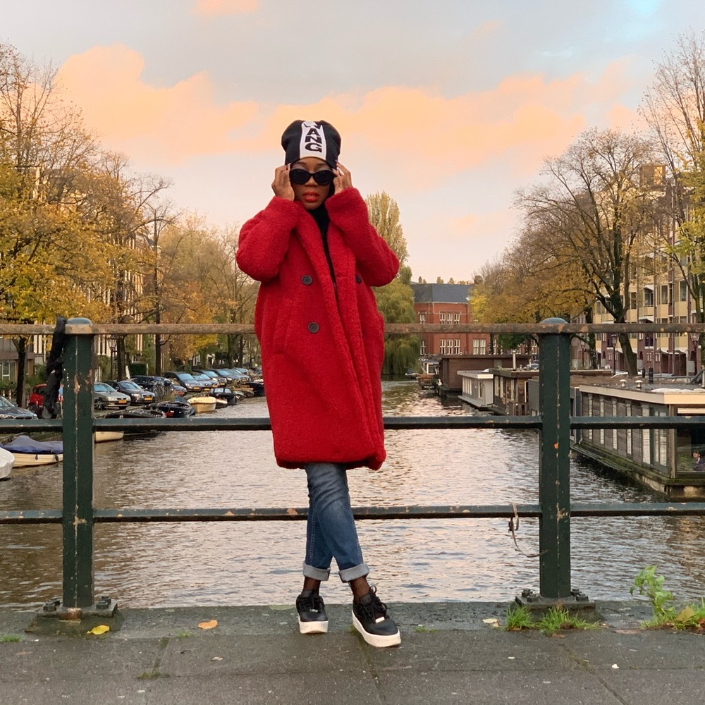 Women's Red Teddy Coat - Picture 2 of 3